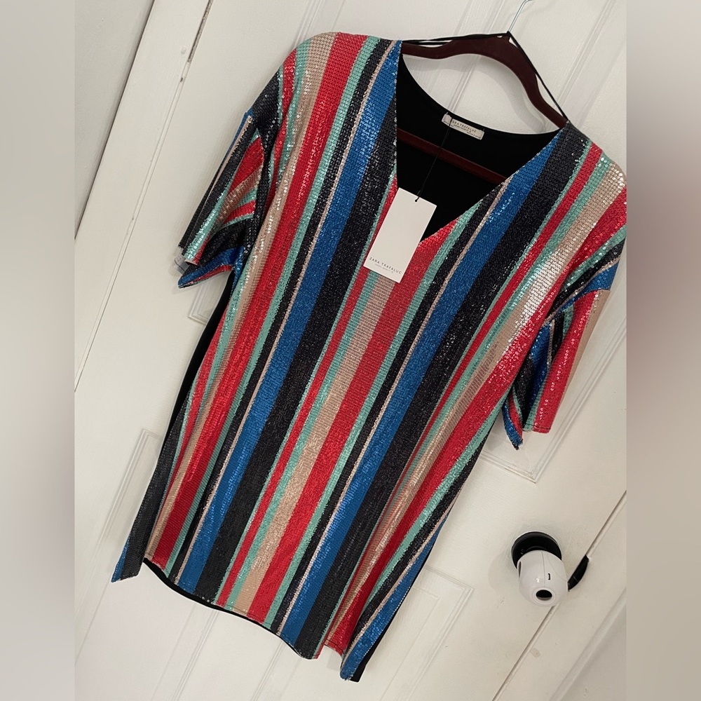 Zara sequin shirt dress